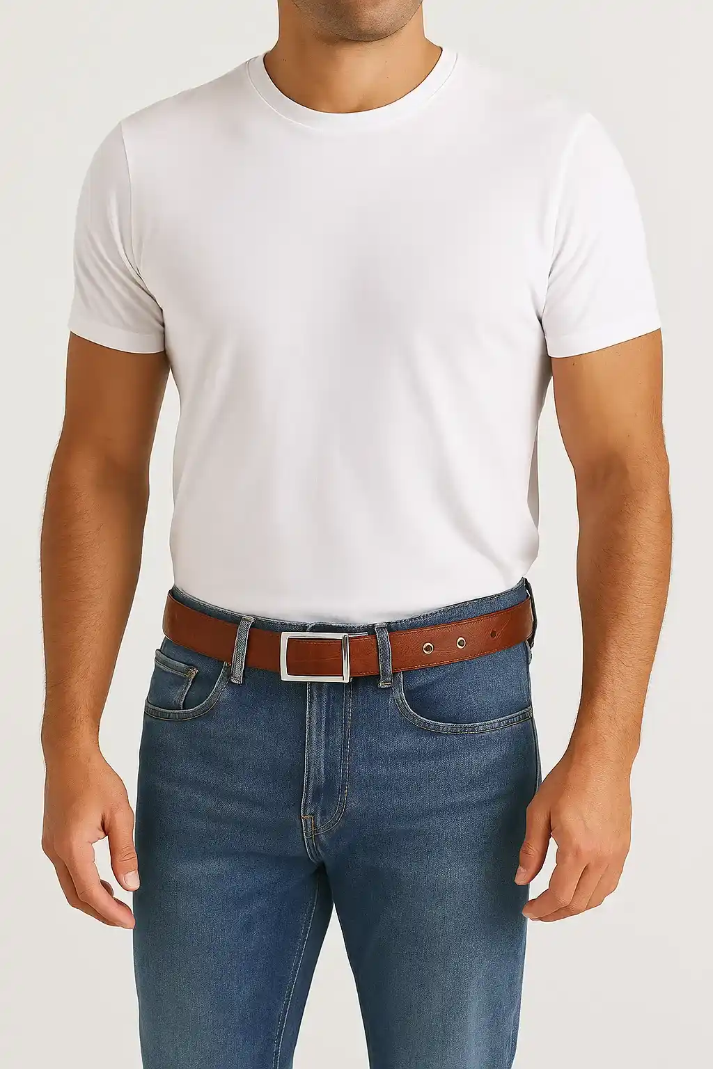 Коричневый ремень из кожи крокодила